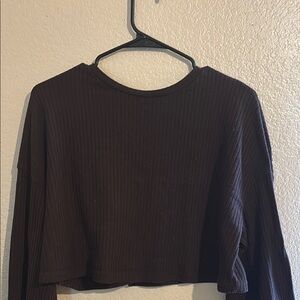 SHEIN brown Ribbed Crop sweater